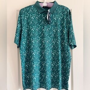 NWT Cutter and Buck Green Patterned Polo Golf Shirt Men Size Medium